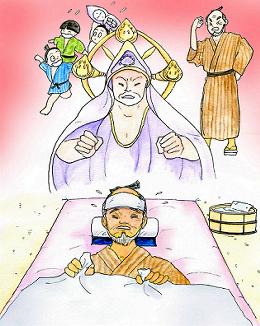 熱にうなされる庄屋さん